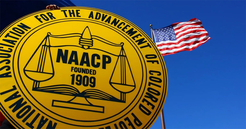NAACP logo and American flag